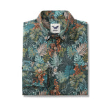 Castlebeard Men's Hawaiian Shirt Tropical Night Emerald Leaves Print By Annick Cotton Button-down Long Sleeve Aloha Shirt, view 2