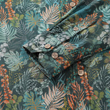 Castlebeard Men's Hawaiian Shirt Tropical Night Emerald Leaves Print By Annick Cotton Button-down Long Sleeve Aloha Shirt, view 5