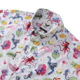 Castlebeard Men's Hawaiian Shirt Tropical Symphony Print Cotton Button-down Short Sleeve Aloha Shirt By Amy, view 2
