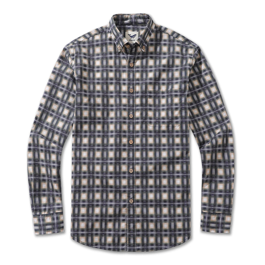 Castlebeard Men's Hawaiian Shirt Urban Sophistication Plaid Cotton Button-down Long Sleeve Aloha Shirt By Amy