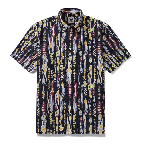 Castlebeard Men's Hawaiian Shirt Valley of the Worms Print Cotton Button-down Short Sleeve Aloha Shirt By Evan