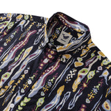 Castlebeard Men's Hawaiian Shirt Valley of the Worms Print Cotton Button-down Short Sleeve Aloha Shirt By Evan, view 2