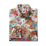 Castlebeard Men's Hawaiian Shirt Vibrant Blooms 1930s Vintage Long Sleeve Aloha Shirt By Amy, view 2
