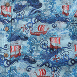 Castlebeard Men's Hawaiian Shirt Vikings By Alice Brown Cotton Button-down Short Sleeve Aloha Shirt, view 3