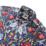 Castlebeard Men's Hawaiian Shirt Vintage Birds Print By Julia Madoka Cotton Button-down Short Sleeve Aloha Shirt, view 2