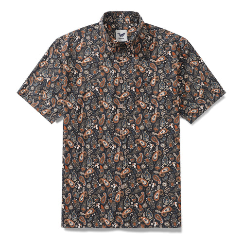 Castlebeard Men's Hawaiian Shirt Vintage Cotton Button-down Short Sleeve Aloha Shirt By Julia Madoka