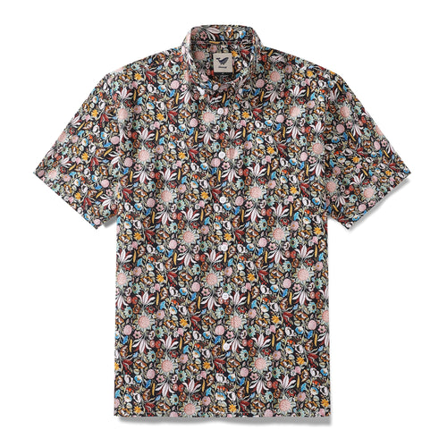 Castlebeard Men's Hawaiian Shirt Vintage Gothic Design Print Cotton Button-down Short Sleeve Aloha Shirt By Amy