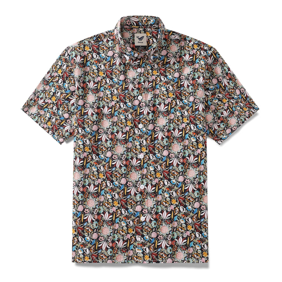 Castlebeard Men's Hawaiian Shirt Vintage Gothic Design Print Cotton Button-down Short Sleeve Aloha Shirt By Amy