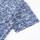 Castlebeard Men's Hawaiian Shirt Voyage of Discovery Print Cotton Button-down Short Sleeve Aloha Shirt By Amy, view 4
