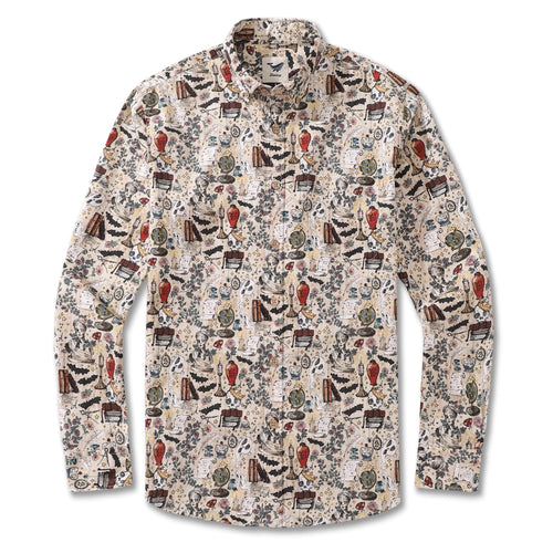 Castlebeard Men's Hawaiian Shirt Witches go back to school By Ludmila Cotton Button-down Long Sleeve Aloha Shirt