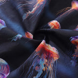 Castlebeard Men's Ocean Hawaiian Short Sleeve Cotton Resort Wear Shirt Jellyfish Print Luminescent Dreams By Amy, view 6