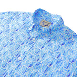 Castlebeard Men's Short Sleeve Shirt Men Hawaii Blue Geometry Print Cotton Button Down By Amy, view 2