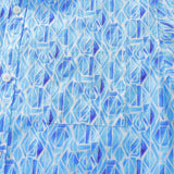 Castlebeard Men's Short Sleeve Shirt Men Hawaii Blue Geometry Print Cotton Button Down By Amy, view 5