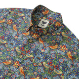 Castlebeard Mens Strawberry Thief Shirt 100% Cotton Hawaiian Shirt Designer Morris Button-down Shirt By Amy, view 2