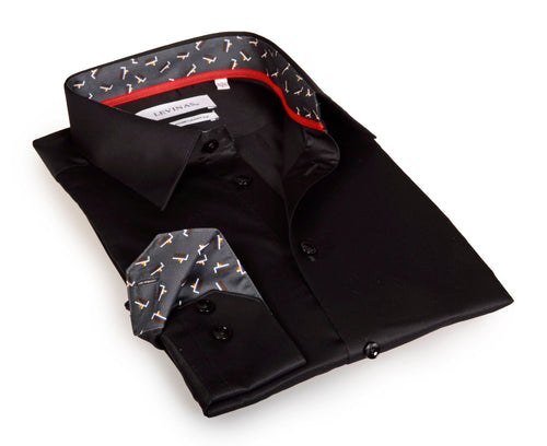 Castlebeard Michael Button-Up  Shirt With Contrast Details // Black // Contemporary Fit (Regular)