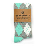 Castlebeard Mint and Grey Argyle Socks, view 2