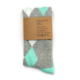 Castlebeard Mint and Grey Argyle Socks, view 4