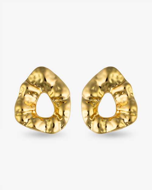 Castlebeard Nathalia Hammered Organic Gold Statement Earrings