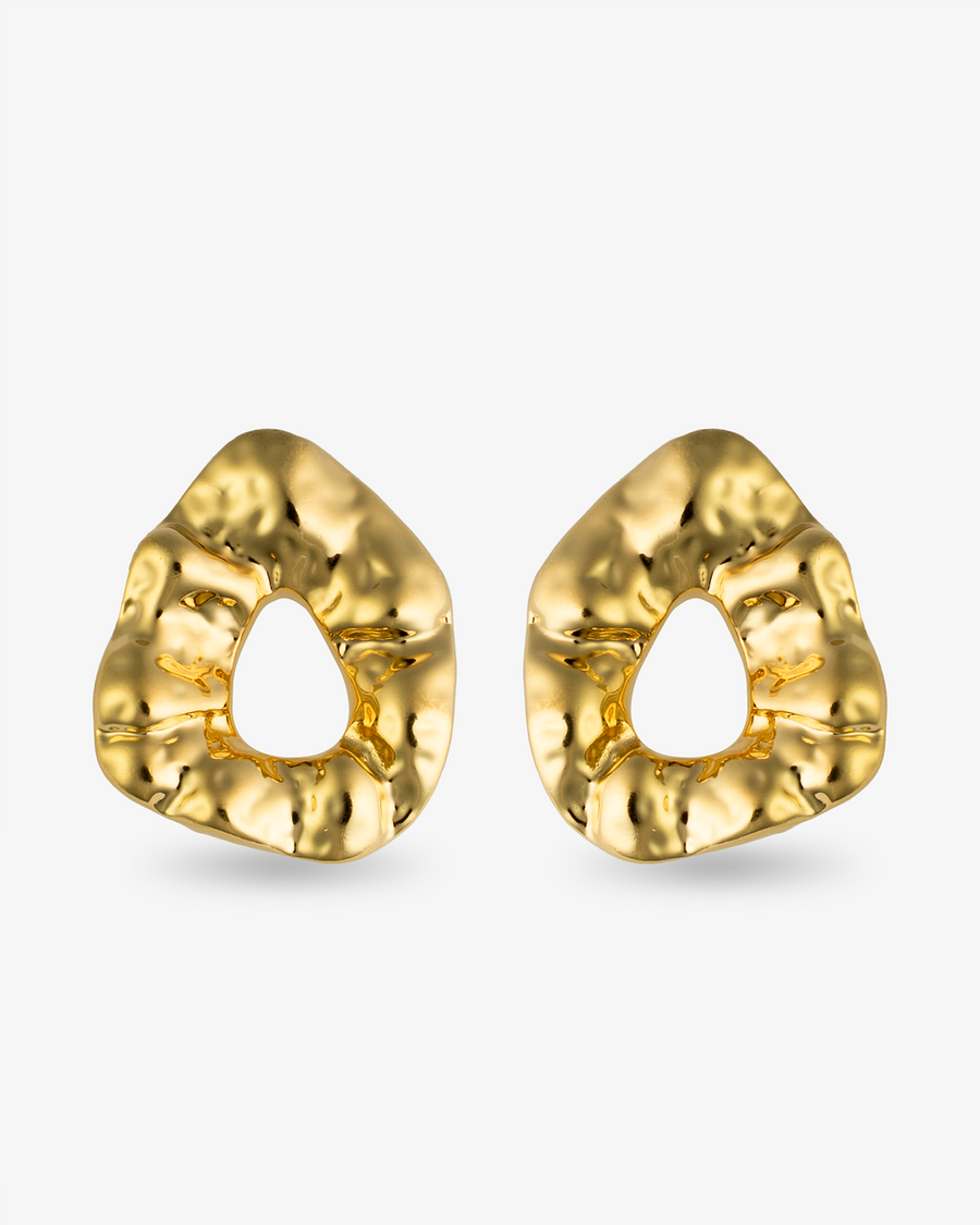 Castlebeard Nathalia Hammered Organic Gold Statement Earrings