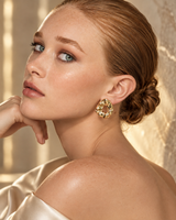 Castlebeard Nathalia Hammered Organic Gold Statement Earrings, view 2