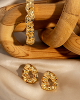 Castlebeard Nathalia Hammered Organic Gold Statement Earrings, view 5
