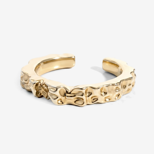 Castlebeard Nathalia Organic Textured Gold Open Cuff Bracelet