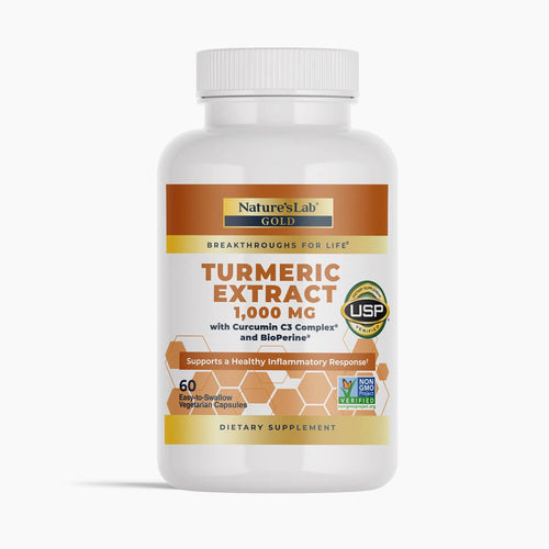 Castlebeard Nature's Lab Gold Turmeric Extract with Curcumin C3 and BioPerine - 60 capsules