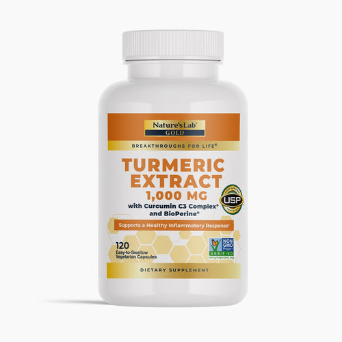 Castlebeard Nature's Lab Gold Turmeric Extract with Curcumin C3 Complex and BioPerine  - 120 Capsules