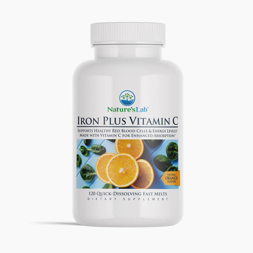 Castlebeard Nature's Lab Iron Plus Vitamin C Fast Melt Tablets - 120 Tablets