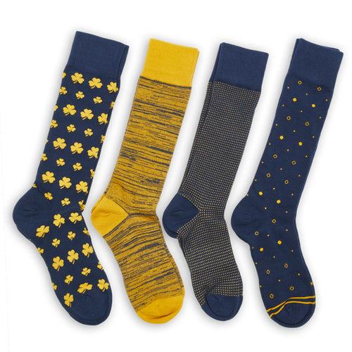 Castlebeard Navy and Gold Dress Socks 4 Pack