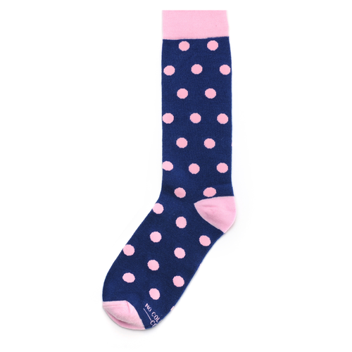 Castlebeard Navy Blue with Pink Polka Dot Socks