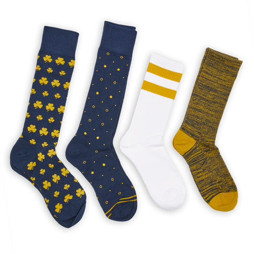 Castlebeard Navy Gold Mixed Socks 4 Pack -A