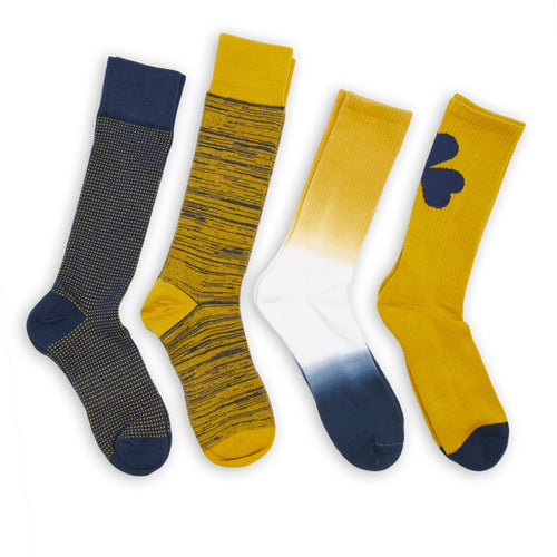Castlebeard Navy Gold Mixed Socks 4 Pack -B