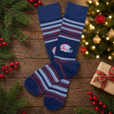 Castlebeard Navy Ole Miss Helmet Dress Socks, view 4