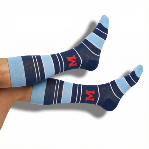 Castlebeard Navy Powder Stripe M Dress Socks