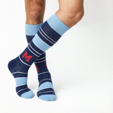 Castlebeard Navy Powder Stripe M Dress Socks, view 2