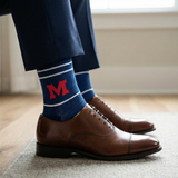Castlebeard Navy Powder Stripe M Dress Socks, view 6