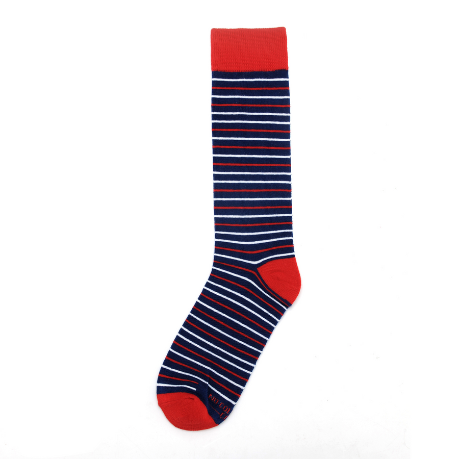 Castlebeard Navy, Red and White Striped Socks