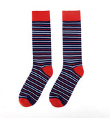 Castlebeard Navy, Red and White Striped Socks, view 2