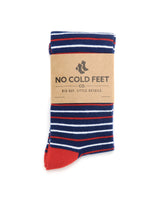 Castlebeard Navy, Red and White Striped Socks, view 3