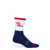 Castlebeard Navy White OM Script Casual Crew Socks, view 2
