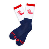 Castlebeard Navy White OM Script Casual Crew Socks, view 3