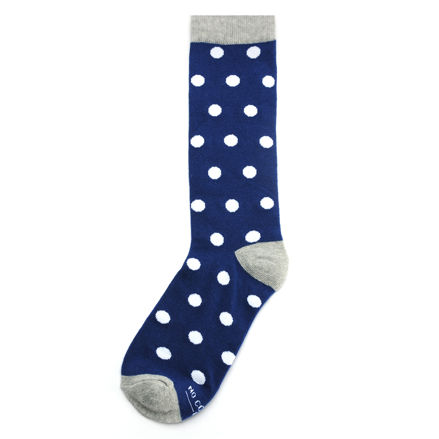 Castlebeard Navy with White Polka Dot Socks