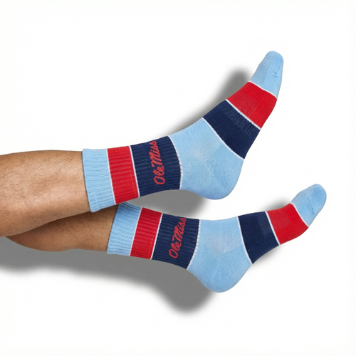 Castlebeard Ole Miss Powder Wide Stripe Casual Crew