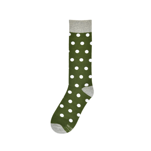 Castlebeard Olive Green with White Polka Dot Socks