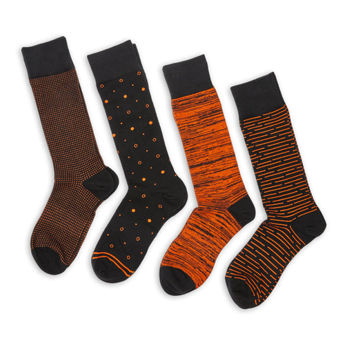 Castlebeard Orange / Black Dress Socks 4-Pack