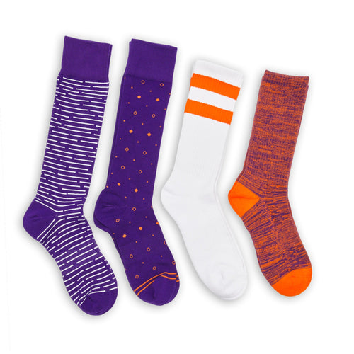 Castlebeard Orange / Purple Mixed Socks 4 Pack-B