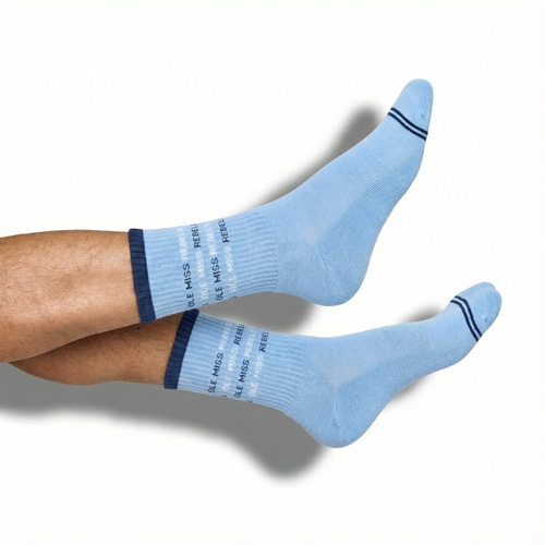 Castlebeard Powder Blue Ole Miss Rebel Casual Crew