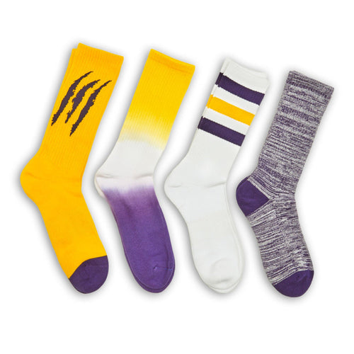 Castlebeard Purple / Gold Casual Socks 4 Pack