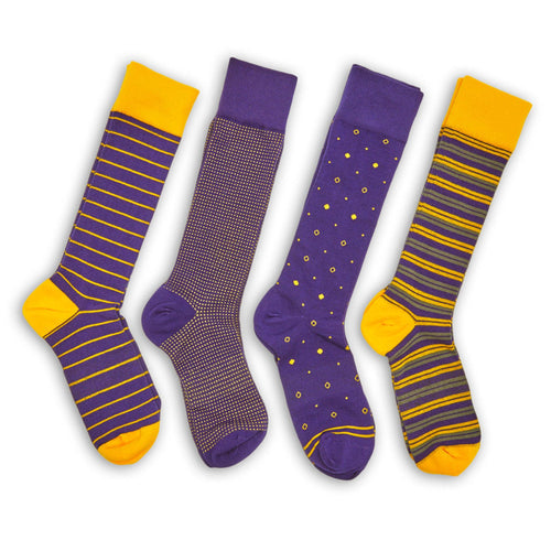 Castlebeard Purple / Gold Dress Socks 4 Pack